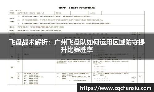 飞盘战术解析：广州飞盘队如何运用区域防守提升比赛胜率